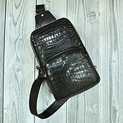 Сумки и аксессуары handmade. Livemaster - original item Crossbody bag made of genuine crocodile leather, in black.. Handmade.