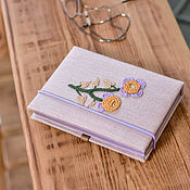 Канцелярские товары handmade. Livemaster - original item Notepad Summer flower, embroidery, linen, A6 format. Handmade.