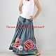 Order Luxurious denim skirt "Poppies and daisies". Exclusive clothes Dneproart (dneproart). Livemaster. . Skirts Фото №3