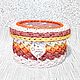 Cesta con tapa (Caja) de punto ' regalos de otoño'. Basket. Batic.  Author's throw pillows. My Livemaster. Фото №6