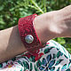 Red leather cuff bracelet. Cuff bracelet. Two Starlings. My Livemaster. Фото №4