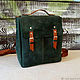 backpack leather green
