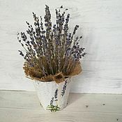 heads: Blue watering can with lavender in Provence style
