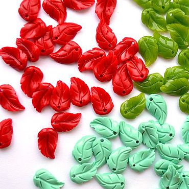 Материалы для творчества ручной работы. Ярмарка Мастеров - ручная работа Резные листочки из коралла, 3 цвета.. Handmade.