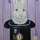 Картина Кролик из Алисы в стране чудес, холст масло. Картины. ДУШЕВНЫЕ КАРТИНЫ ИРИНЫ И МАРИИ. Интернет-магазин Ярмарка Мастеров.  Фото №2