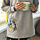 Женский свитшот с ручной вышивкой Чаепитие, Кофты, Благовещенск,  Фото №1