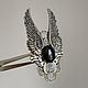 Silver angel ring with Black onyx and wings. Rings. Shard Noir - handmade jewelry. My Livemaster. Фото №4