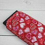 Phone case, Eyeglass Case, Made of Fabric, Cotton, Quilted, Chanterelles