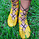 Кожаные сандалии ручной работы "Yellow Super Sexy". Сандалии. HolyCowChic. Ярмарка Мастеров.  Фото №4