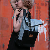 Сумки и аксессуары handmade. Livemaster - original item Urban backpack made of Pearl Blue leather. Handmade.