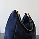  Dark Blue Suede Hobo Bag. Crossbody bag. Olga'SLuxuryCreation. My Livemaster. Фото №4