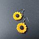 Classic  sunflower earrings. Earrings. artteremok. Online shopping on My Livemaster.  Фото №2