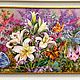 Картина маслом «Лилии и бабочки» 60х100, Картины, Москва,  Фото №1