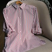 Одежда handmade. Livemaster - original item Shirt made of Italian satin burgundy stripe. Handmade.