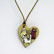 Украшения handmade. Livemaster - original item Wooden pendants with cats. Handmade.