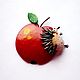 Brooch 'Apple with hedgehog'. Brooches. ETNOMIR (ethnomir). My Livemaster. Фото №6