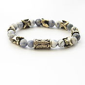 Украшения handmade. Livemaster - original item Bracelet of natural stone beads in bronze. Handmade.