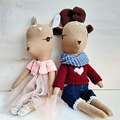 Куклы и игрушки handmade. Livemaster - original item Tilda Animals: Interior textile toy A couple of Fawns. Handmade.