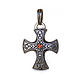 cross: Men's silver cross with garnet
