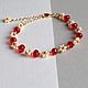 Bracelet made of beads and red crystals Beige floral (BB-SWA-RD), Bead bracelet, Omsk,  Фото №1