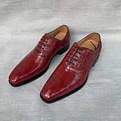 Обувь ручной работы handmade. Livemaster - original item Oxfords made of genuine crocodile leather, in maroon color.. Handmade.