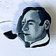 Order Brooch portrait black and white ' Sherlock Holmes, gray, black'. greenfox-23. Livemaster. . Brooches Фото №3