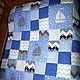 Детское лоскутное одеяло для мальчика из хлопка Синее, Одеяла, Рыбинск,  Фото №1