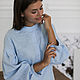 Linen dress with a blue stand-up collar. Dresses. molinialife. Online shopping on My Livemaster.  Фото №2
