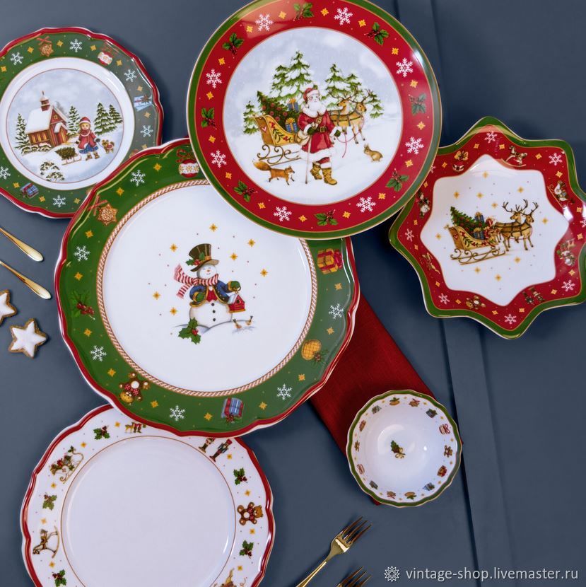 Винтаж: Hutschenreuter новогодние тарелки 22 см Happy Christmas купить ...