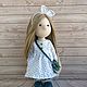 Кукла ручной работы. Платье в горошек. Тыквоголовка. Vera's dolls. Интернет-магазин Ярмарка Мастеров.  Фото №2