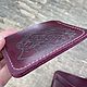 Картхолдер Ежик из натуральной кожи бордовый женский. Картхолдер. Iron Arm Leatherworks (Екатерина). Ярмарка Мастеров.  Фото №6