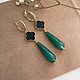 Серьги с агатом и клевером. Серьги классические. Katerina Moroz accessories for you (katerinamoroz). Ярмарка Мастеров.  Фото №5
