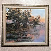 Картины и панно handmade. Livemaster - original item Painting Lilac fog over the river. Picture in a frame. Handmade.