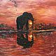 Oil painting Elephant. Africa on a round canvas. Pictures. sharaeva-elena. Online shopping on My Livemaster.  Фото №2