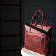 Women's red leather bag, tote bag, Classic Bag, Moscow,  Фото №1