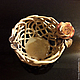 Конфетница `Чайная роза` Плетеная керамика и керамические цветы Елены Зайченко
