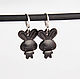 Small wooden rabbit earrings, Earrings, Vladimir,  Фото №1