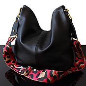 Сумки и аксессуары handmade. Livemaster - original item Crossbody bag: Black leather bag with wide strap. Handmade.