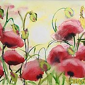 Картины и панно handmade. Livemaster - original item Painting scarlet poppies watercolor 