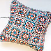 Для дома и интерьера handmade. Livemaster - original item Pillow: Knitted pillow case granny squares. Handmade.