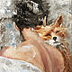Painting of a fox, painting with a fox, portrait of a girl with a fox. Pictures. myfoxyart (MyFoxyArt). Online shopping on My Livemaster.  Фото №2