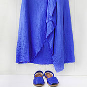 Одежда ручной работы. Ярмарка Мастеров - ручная работа Boho style skirt made of blue linen. Handmade.