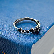 Украшения handmade. Livemaster - original item Silver ring with black agate Adjustable ring 925 silver. Handmade.