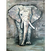 Картины и панно handmade. Livemaster - original item Elephant interior oil painting on canvas 60h80 cm. Handmade.