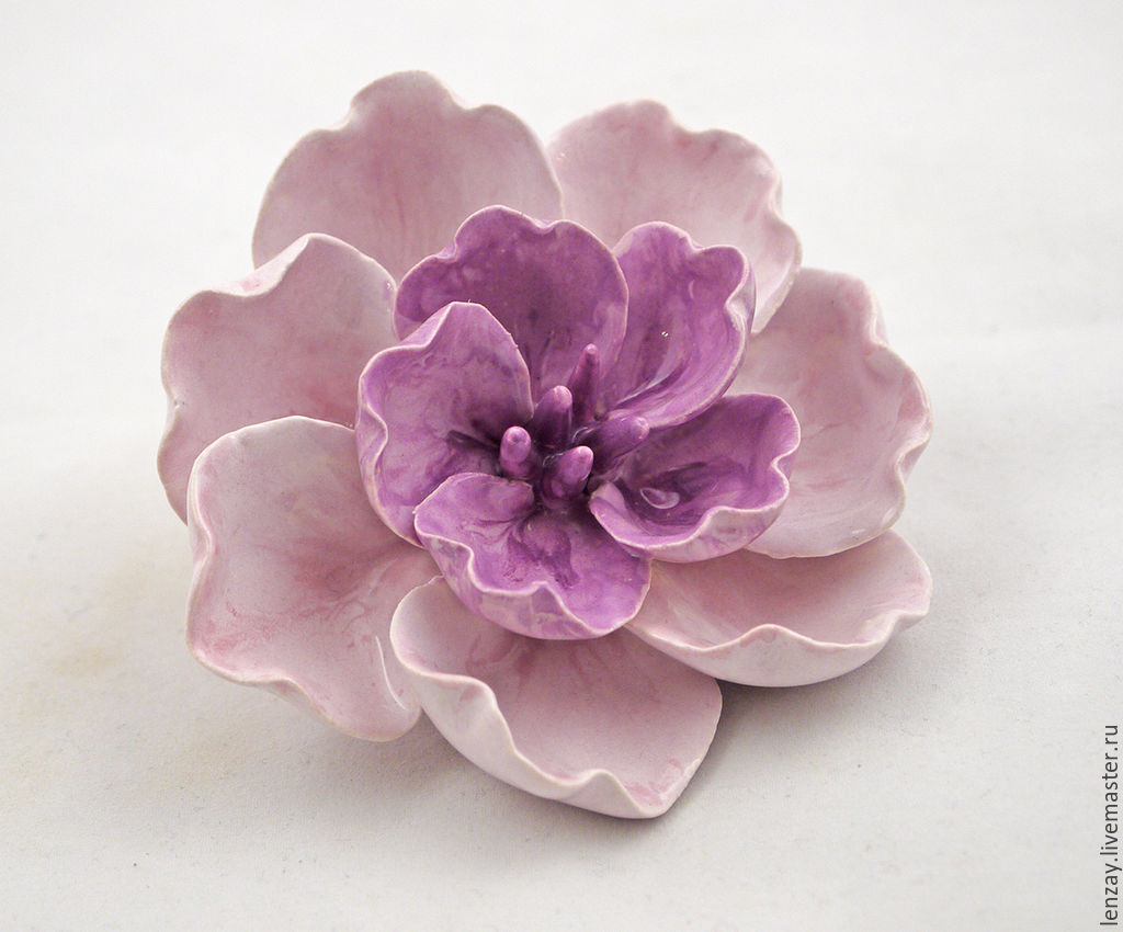 pink poppy. Ceramic flowers Elena Zaichenko

