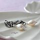 silver plated earrings with natural pearls 'the Swan Princess', Earrings, Omsk,  Фото №1