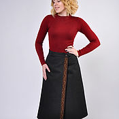Одежда handmade. Livemaster - original item Wrap skirt Of a-silhouette, decorated with braid. Handmade.
