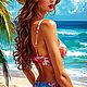 Иллюстрация для постера, обложки Девушка на пляже, Иллюстрации и рисунки, Москва,  Фото №1
