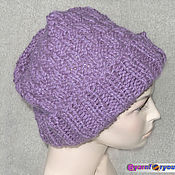 Зимняя вязаная шапка Viola inverno. Женская шапка спицами