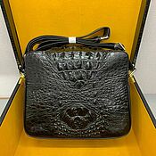 Сумки и аксессуары handmade. Livemaster - original item Messenger bag for men, made of genuine crocodile leather, black color.. Handmade.